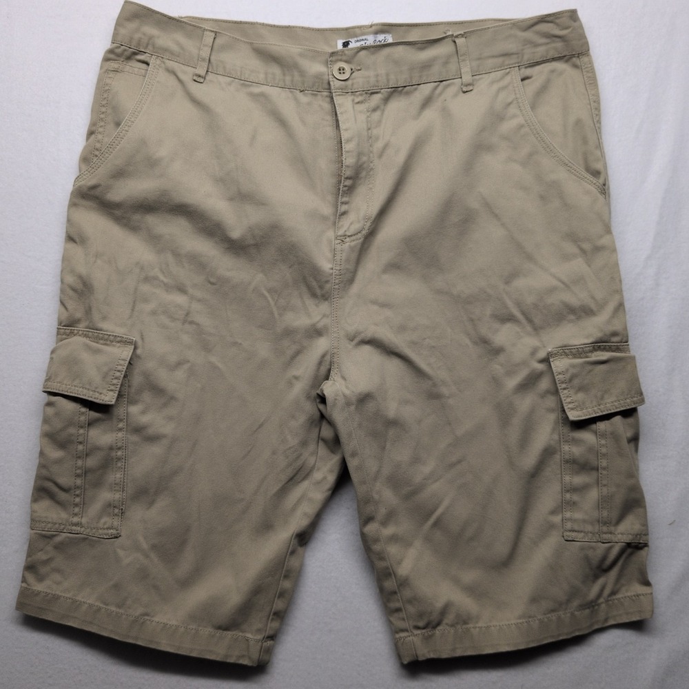 Blu Rock Cargo Shorts Mens Size 38 Beige Khaki Belted Pockets Casual